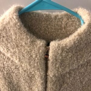 Ann Taylor light brown jacket with cream cuffs and bottom